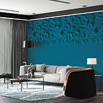 Wall murals Blue background with flowers and leaves