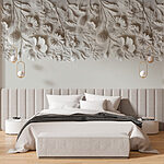 Wall murals White floral design on a wall