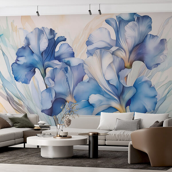 Delicate blue iris blossoms in bloom Wall murals Delicate blue iris blossoms in bloom