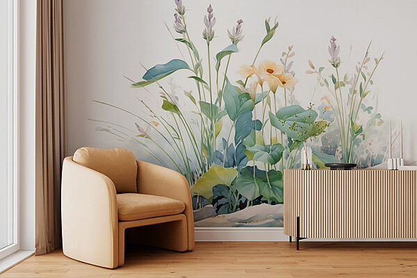 Painting of flowers and plants Wall murals Painting of flowers and plants