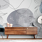 Wall murals Moon and plants on a white background