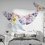 Wall murals Whale with flowers on it