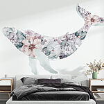 Wall murals Whale with flowers on it