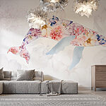 Wall murals Dolphin with flowers on it