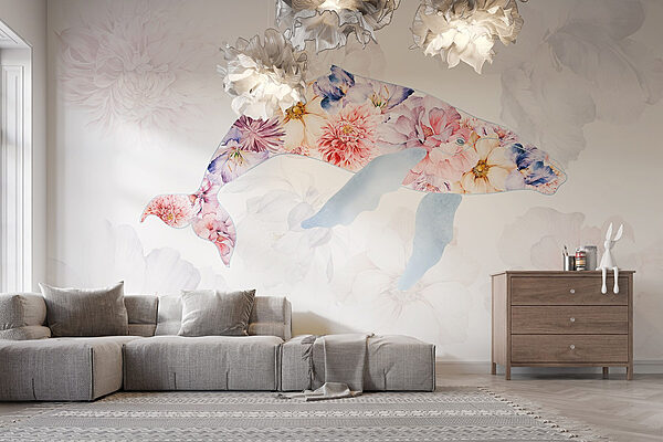 Dolphin with flowers on it Wall murals Dolphin with flowers on it