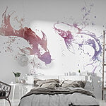 Wall murals Two fish with flowers and leaves