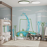 Wall murals Giraffe in a car