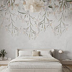 Wall murals White flowers on a white background