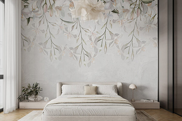 White flowers on a white background Wall murals White flowers on a white background
