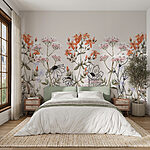 Wall murals Delicate blooms on a serene backdrop