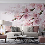 Wall murals Group of pink flowers