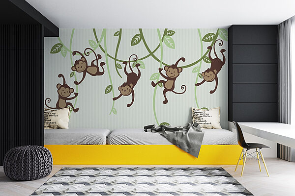 Group of monkeys from vines Wall murals Group of monkeys from vines