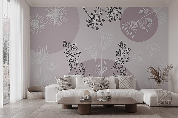 Drawing of flowers and plants Wall murals Drawing of flowers and plants