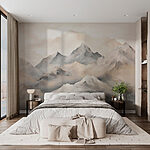 Wall murals Painting of mountains with clouds