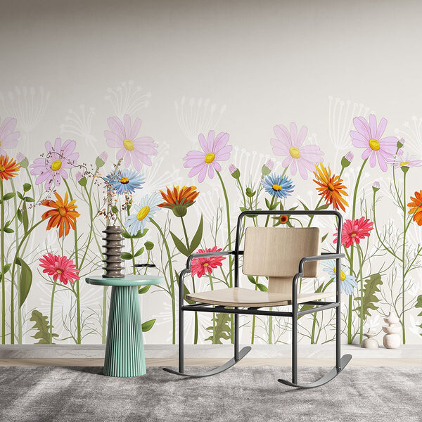 Row of colorful flowers Wall murals Row of colorful flowers
