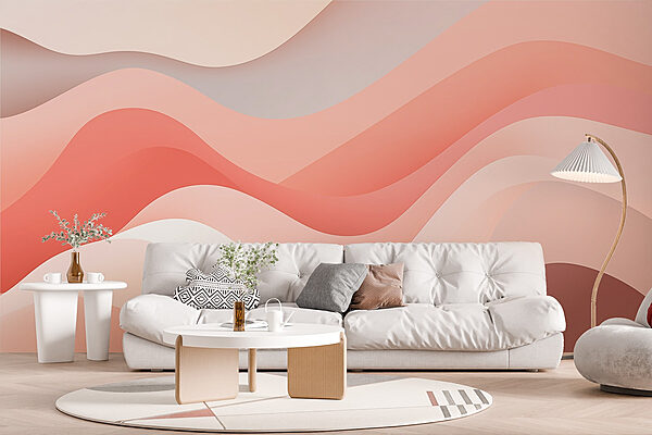 Pink and white wavy lines Wall murals Pink and white wavy lines