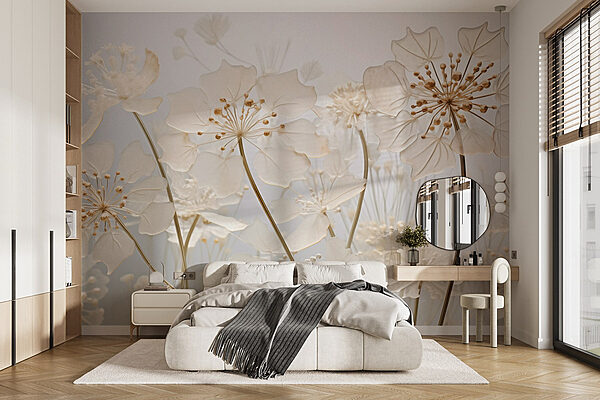 Delicate floral beauty in soft hues Wall murals Delicate floral beauty in soft hues
