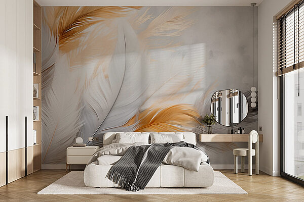 Soft feathers in delicate arrangement Wall murals Soft feathers in delicate arrangement