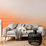 Wall murals White and orange wavy lines