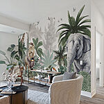 Wall murals Wallpaper with animals and birds