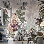 Wall murals Wallpaper with animals and birds
