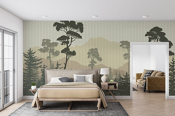 Landscape of trees and mountains Wall murals Landscape of trees and mountains
