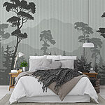 Wall murals Forest with mountains and trees
