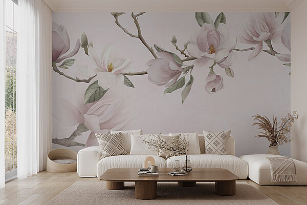 Delicate blooms on soft pastel background Wall murals Delicate blooms on soft pastel background