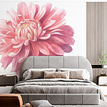 Wall murals Pink flower with green leaves