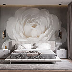 Wall murals White flower with leaves