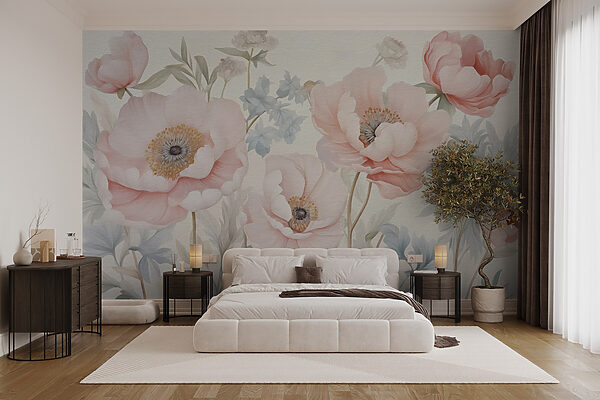 Painting of flowers on a wall Wall murals Painting of flowers on a wall