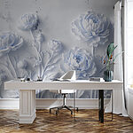 Wall murals White flowers on a white surface