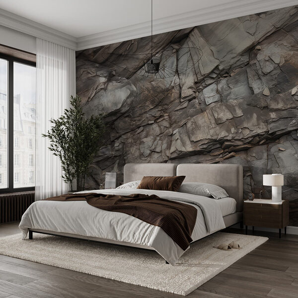 Wall mural Textured layers of ancient rock formations