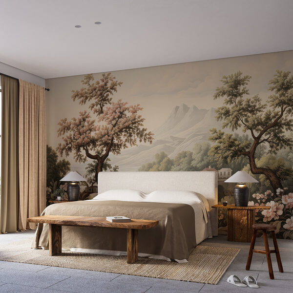 Landscape with trees and flowers Wall murals Landscape with trees and flowers