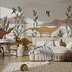 Wall murals Group of dinosaurs in a desert