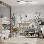 Wall murals Group of dinosaurs in a desert