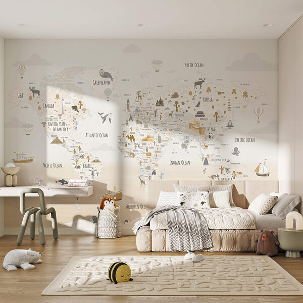 Map of the world Wall murals Map of the world