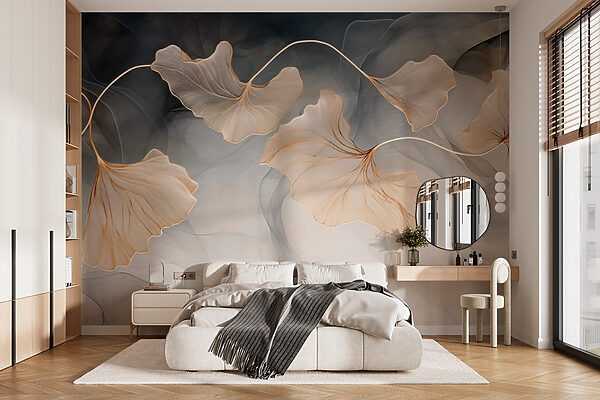 Delicate leaves in soft hues Wall murals Delicate leaves in soft hues