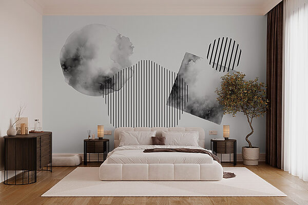 Black and white image of geometric shapes Wall murals Black and white image of geometric shapes