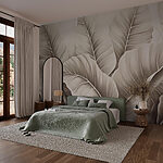 Wall murals Softly layered leaves in monochrome tones