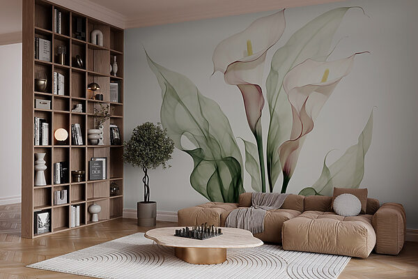 Elegant calla lilies in soft hues Wall murals Elegant calla lilies in soft hues