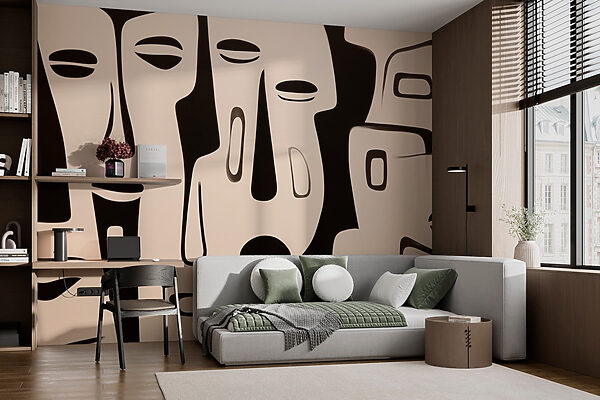 Wall murals Black and white face art