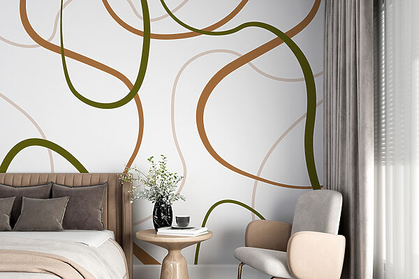 Wall murals Pattern of brown and green lines