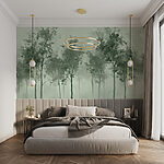 Wall murals Group of trees in fog