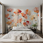 Wall murals Painting of flowers on a white background