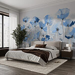 Wall murals Painting of blue flowers