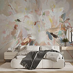 Wall murals Painting of flowers on a white surface