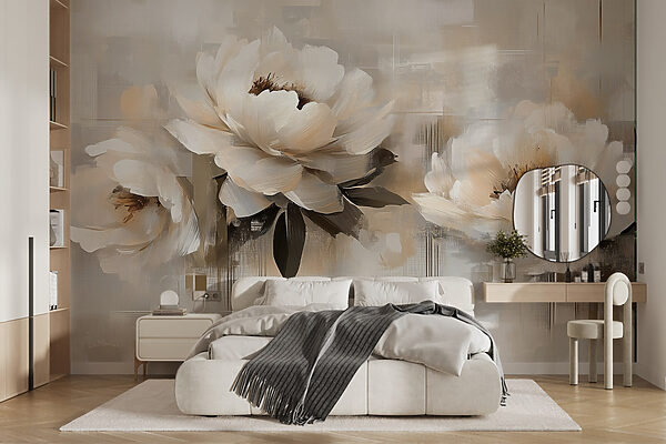Wall murals Painting of flowers on a white background
