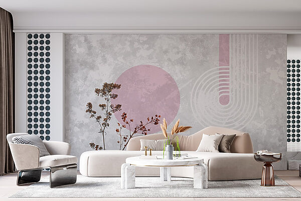 Wall murals Plant with brown leaves and purple circles