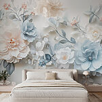 Wall murals Group of flowers on a white surface